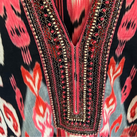 Bella Tu Ikat Print Hand Beaded Dress. Size Large. - Picture 5 of 11